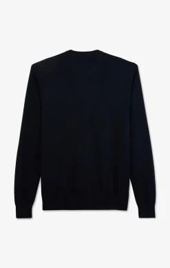 Pull bleu marine à col rond en coton