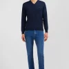 Pull bleu marine à Col V en coton