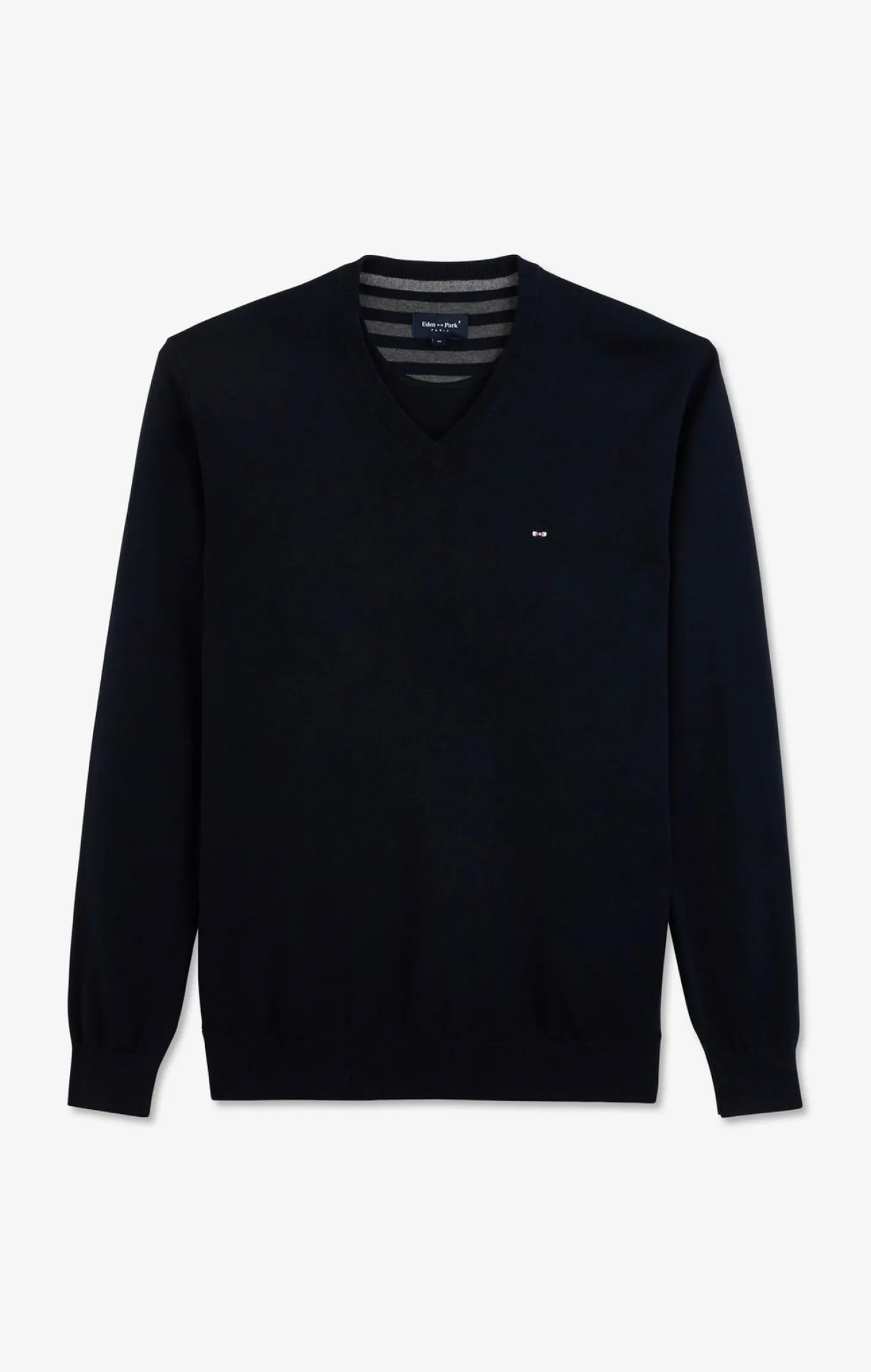 Pull bleu marine à Col V en coton