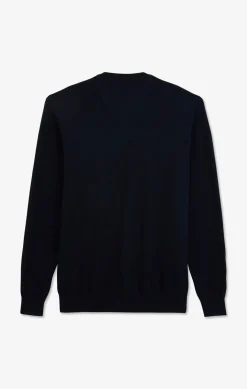 Pull bleu marine à Col V en coton