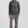 Pull col camionneur en coton gris à jeux de maille coupe Regular
