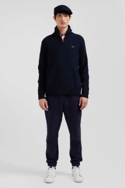 Pull col camionneur en coton bleu marine coupe Regular