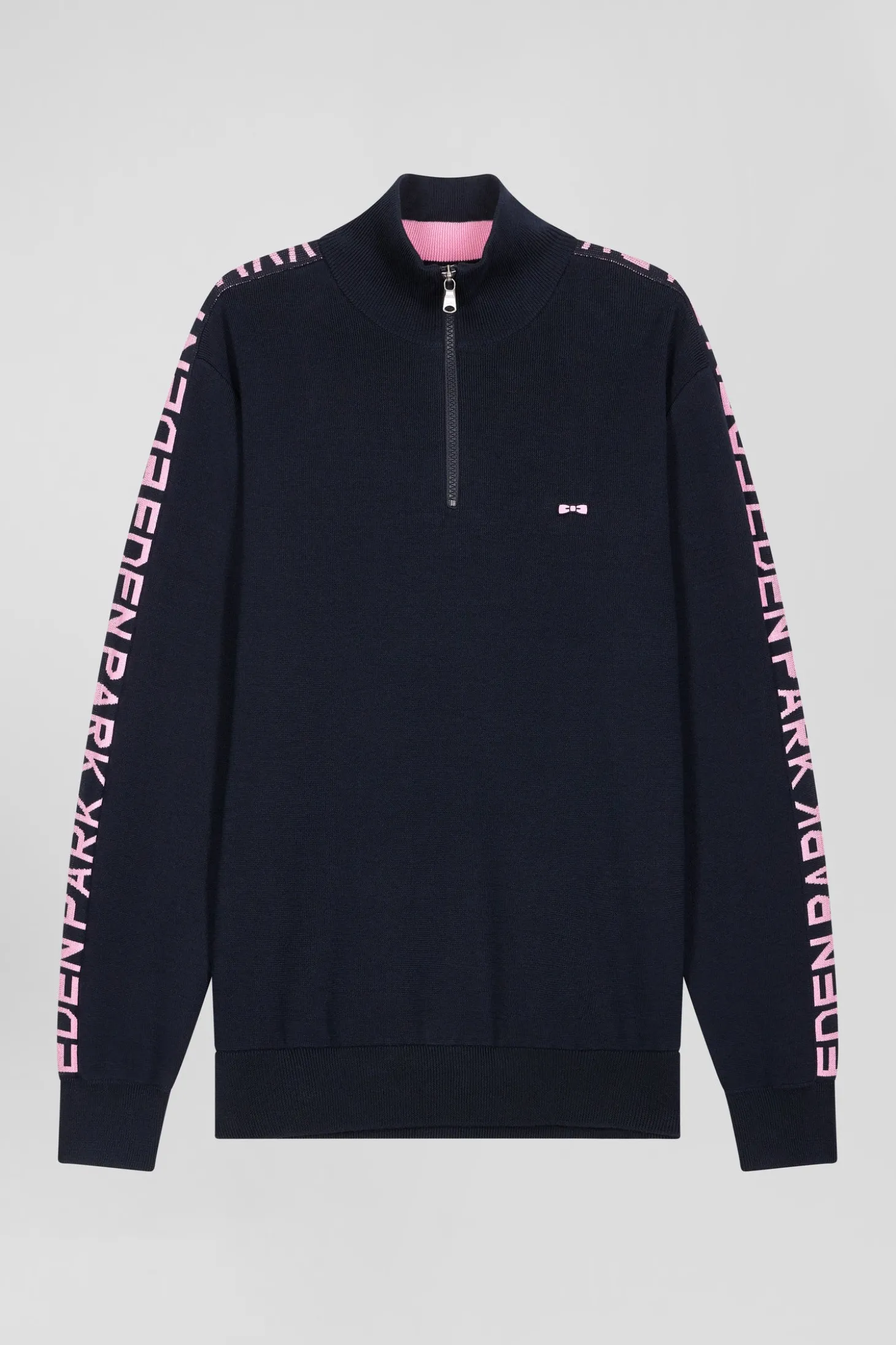 Pull col camionneur en coton bleu marine coupe Regular bande jacquard Eden Park