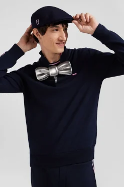 Pull col camionneur en coton bleu marine coupe Regular bande jacquard Eden Park