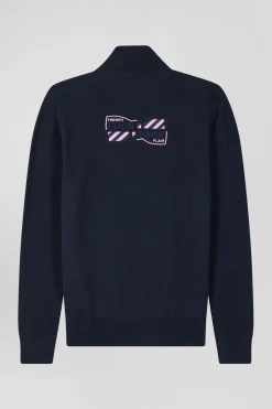 Pull col camionneur en coton bleu marine coupe Regular