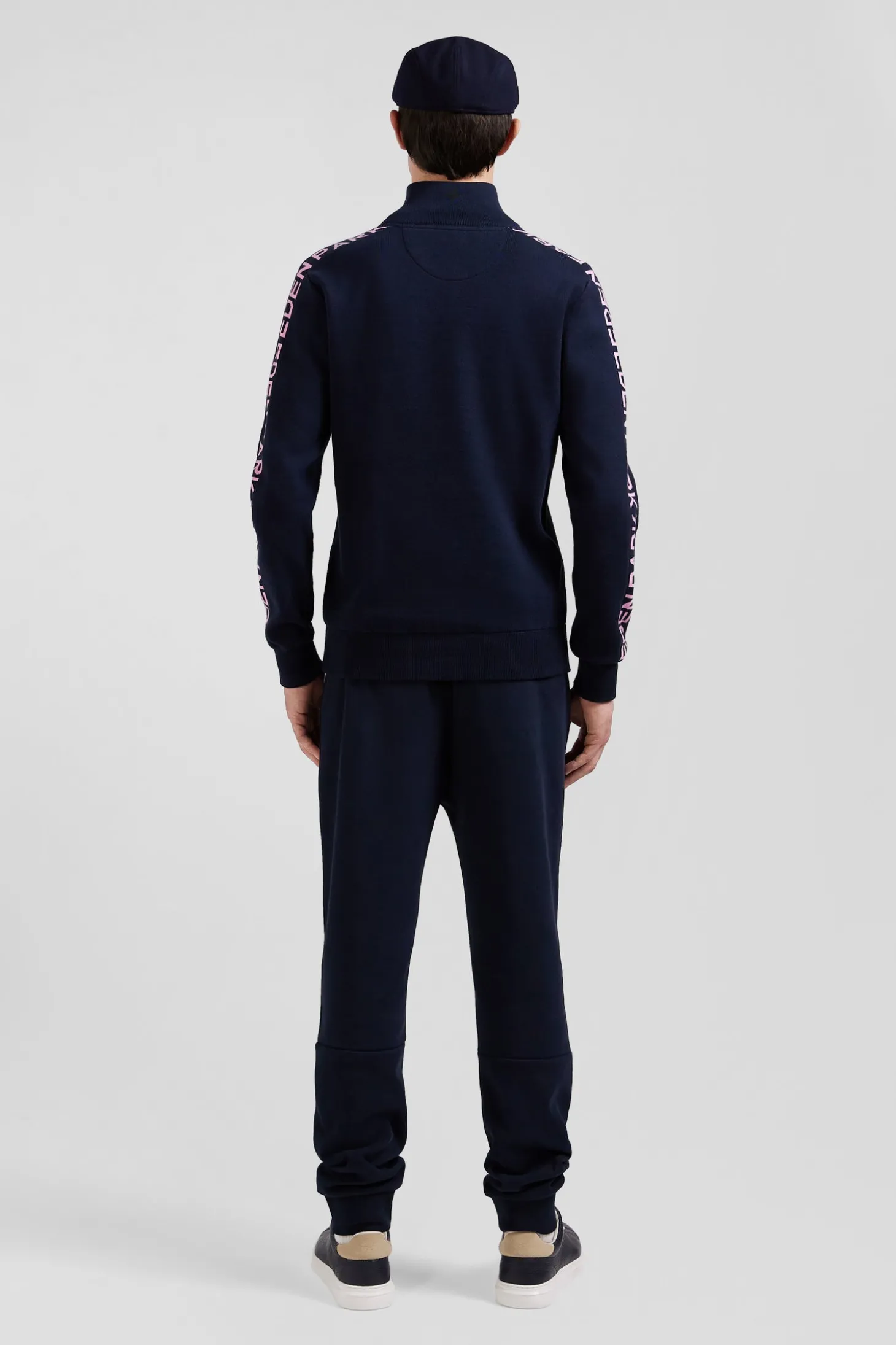 Pull col camionneur en coton bleu marine coupe Regular bande jacquard Eden Park
