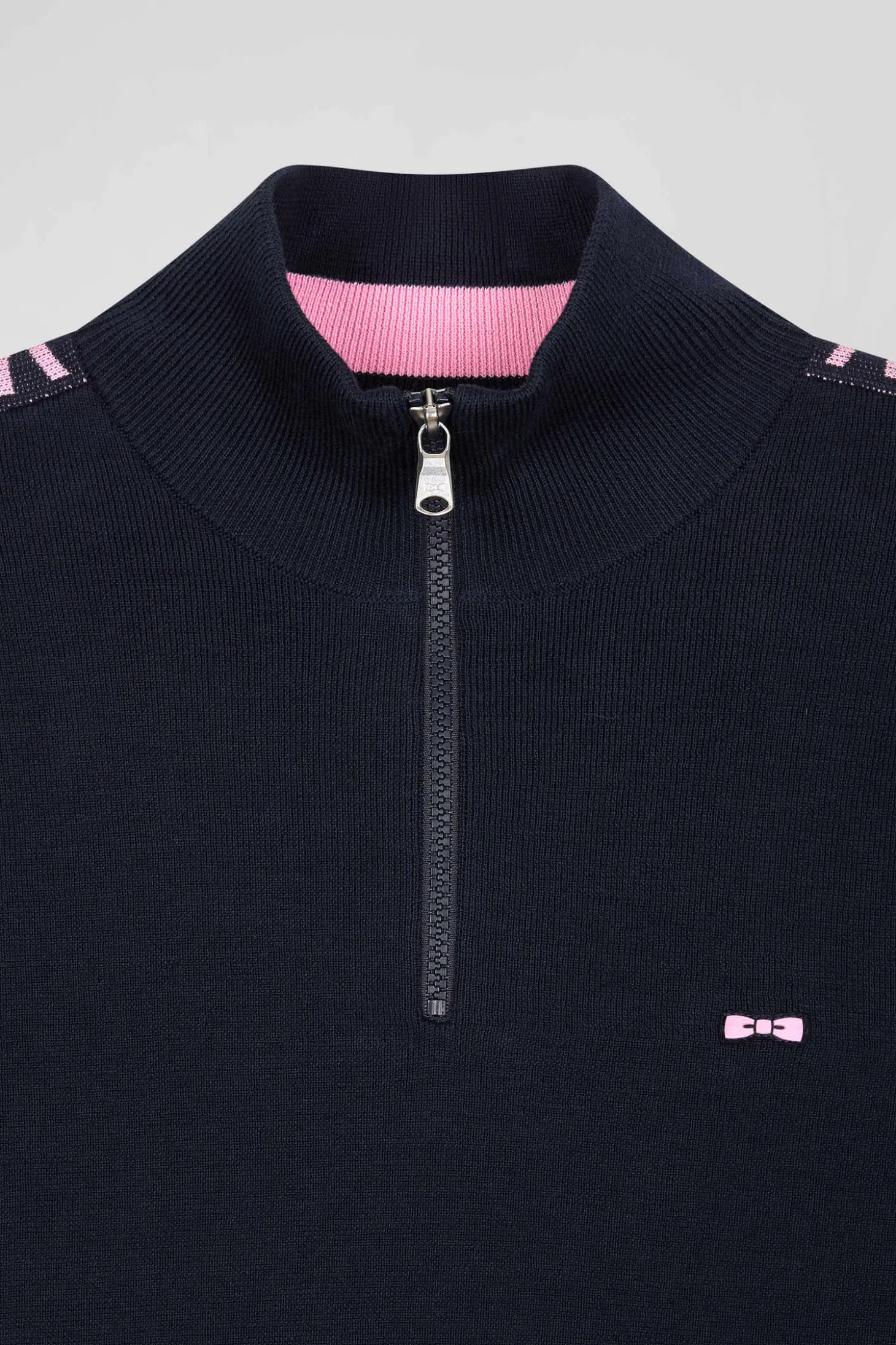 Pull col camionneur en coton bleu marine coupe Regular bande jacquard Eden Park