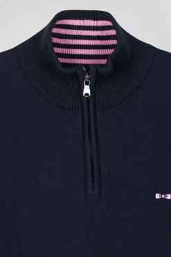 Pull col camionneur en coton bleu marine coupe Regular