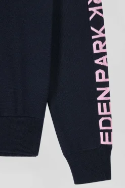 Pull col camionneur en coton bleu marine coupe Regular bande jacquard Eden Park