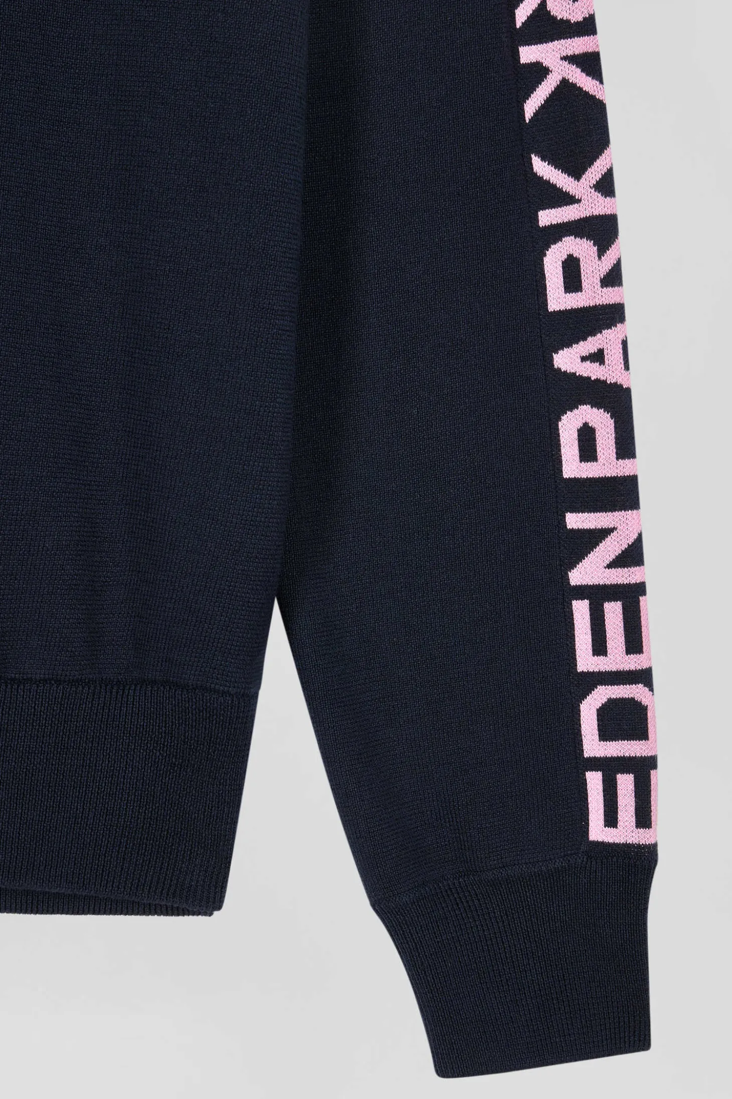 Pull col camionneur en coton bleu marine coupe Regular bande jacquard Eden Park