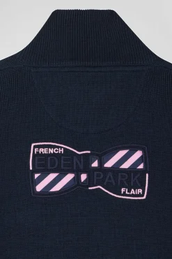 Pull col camionneur en coton bleu marine coupe Regular