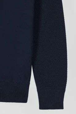Pull col camionneur en coton bleu marine coupe Regular