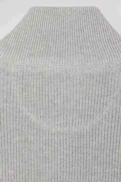 Pull col camionneur en coton gris à jeux de maille coupe Regular