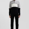 Pull col camionneur montant en coton gris à jeux de maille coupe Regular