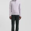 Pull col camionneur zippé en laine et coton gris coupe Regular