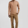 Pull col camionneur zippé en laine et coton camel coupe Regular