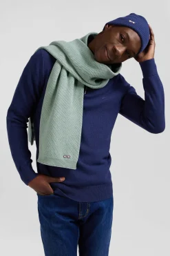 Pull col camionneur zippé uni en coton bleu foncé coupe Regular