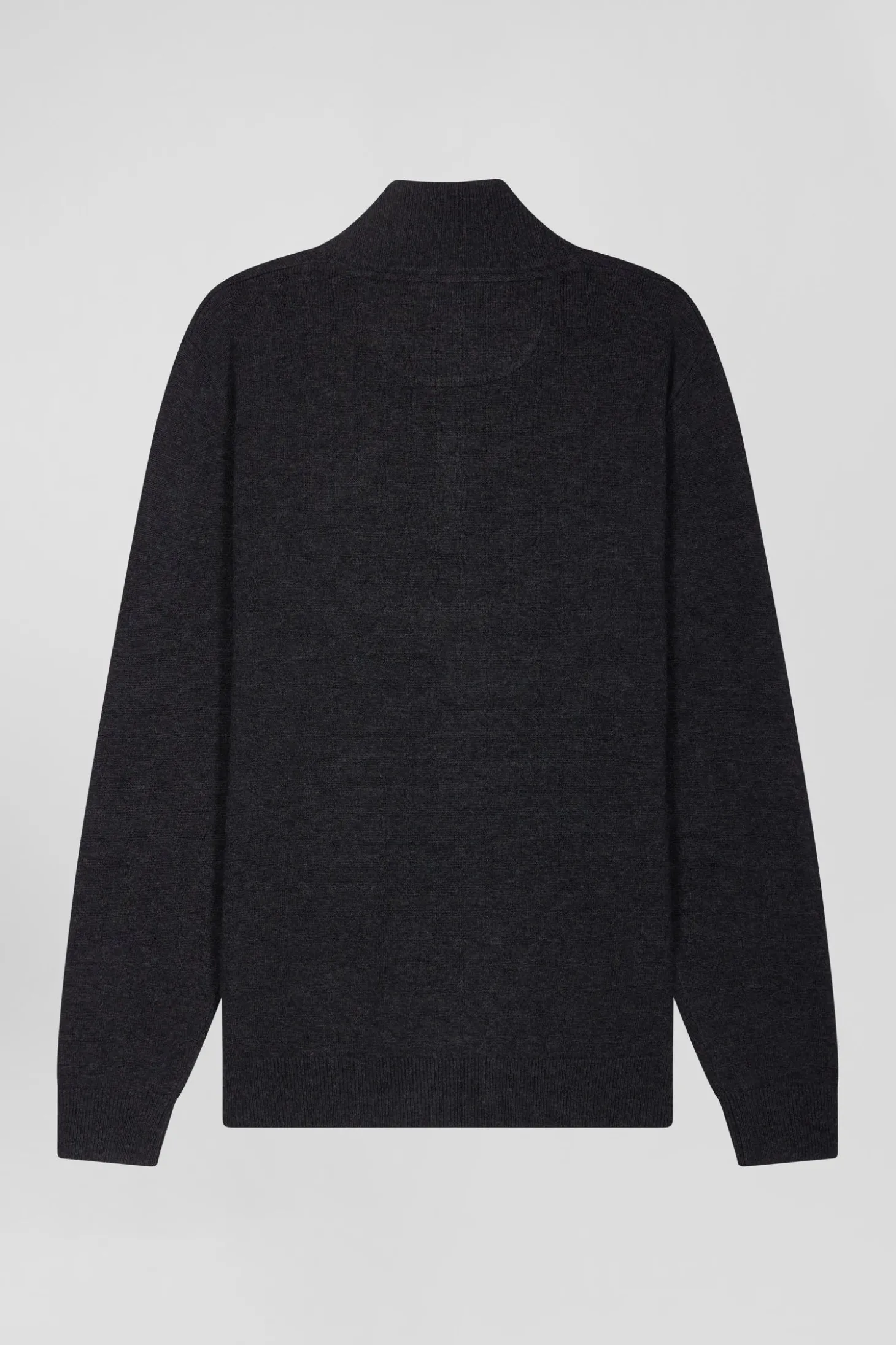 Pull col camionneur zippé en laine et coton gris anthracite coupe Regular