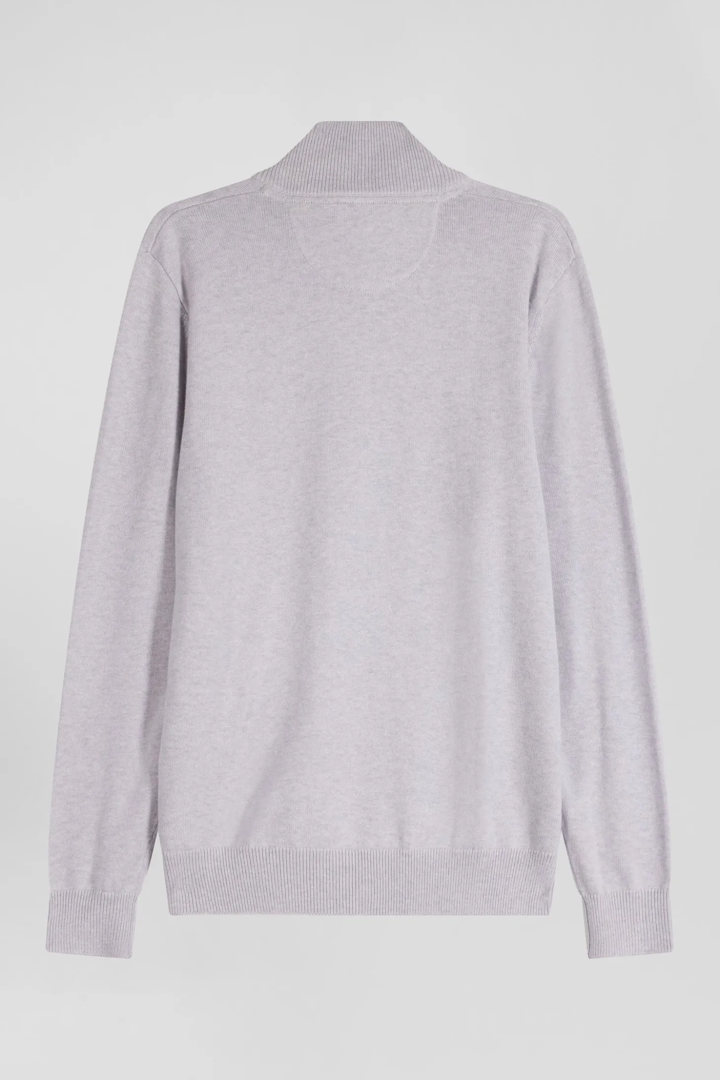 Pull col camionneur zippé en laine et coton gris coupe Regular