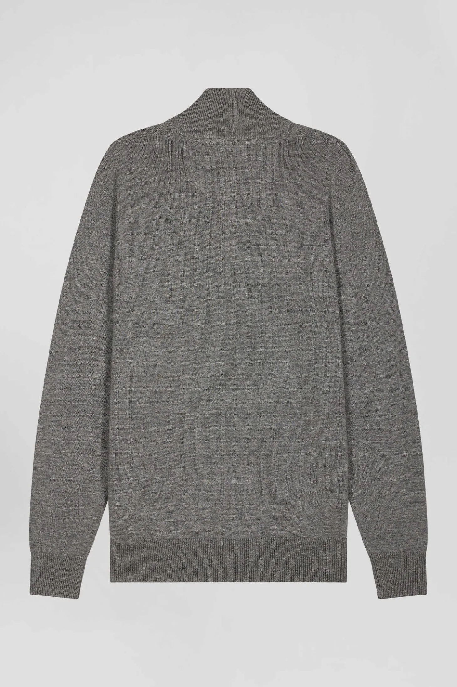 Pull col camionneur zippé en laine et coton gris clair coupe Regular