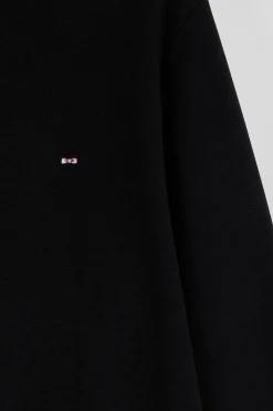 Pull col camionneur zippé en laine et coton noir coupe Regular