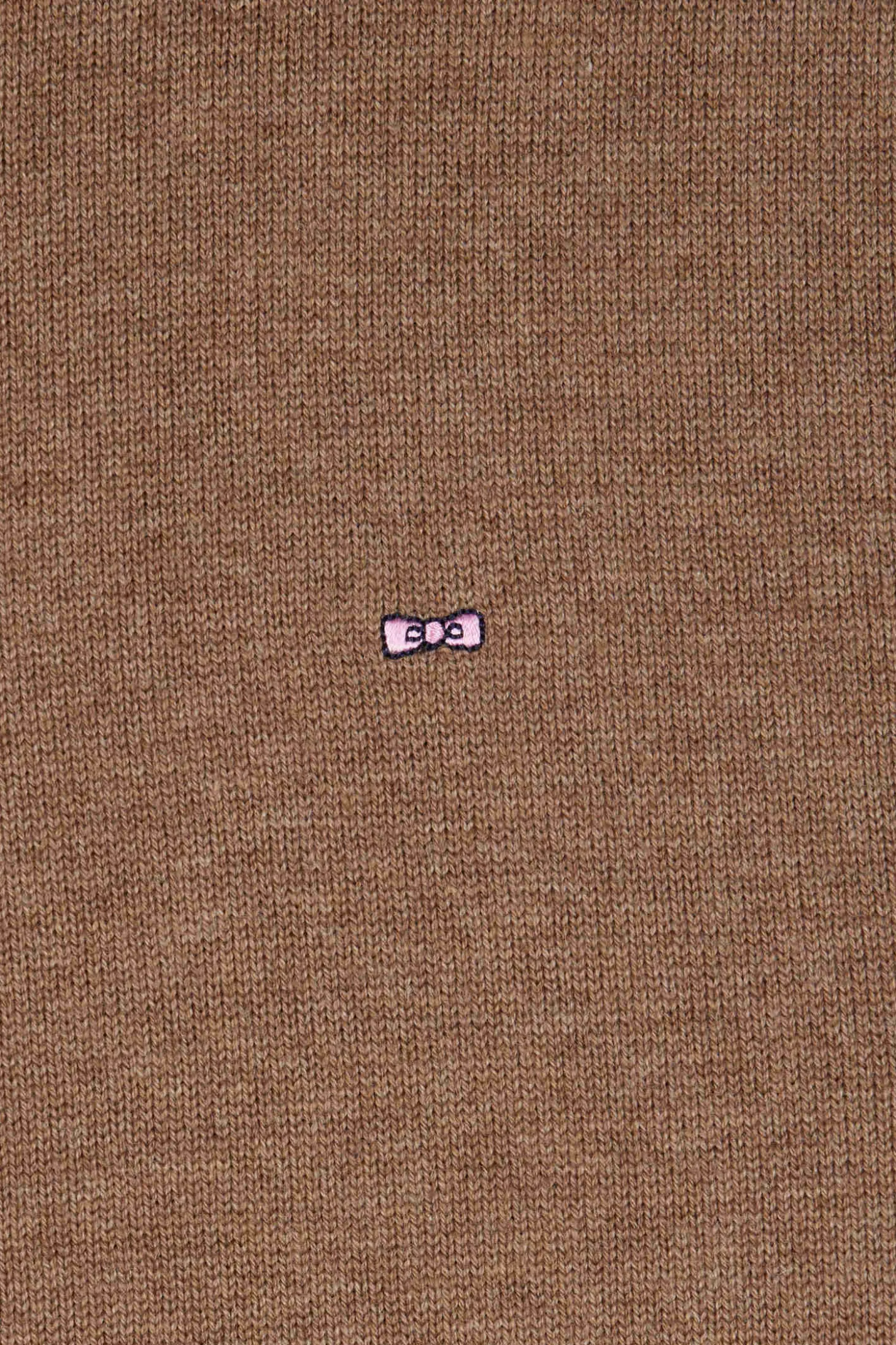 Pull col camionneur zippé en laine et coton marron coupe Regular