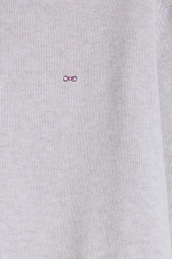 Pull col camionneur zippé en laine et coton gris coupe Regular