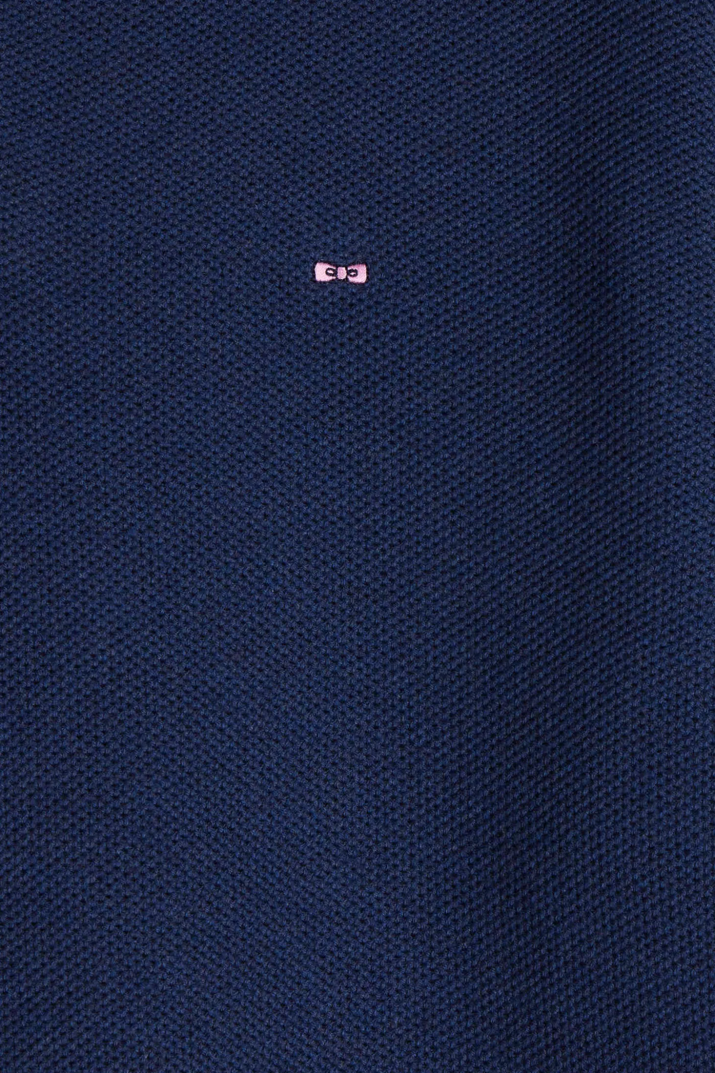 Pull col camionneur zippé uni en coton bleu foncé coupe Regular