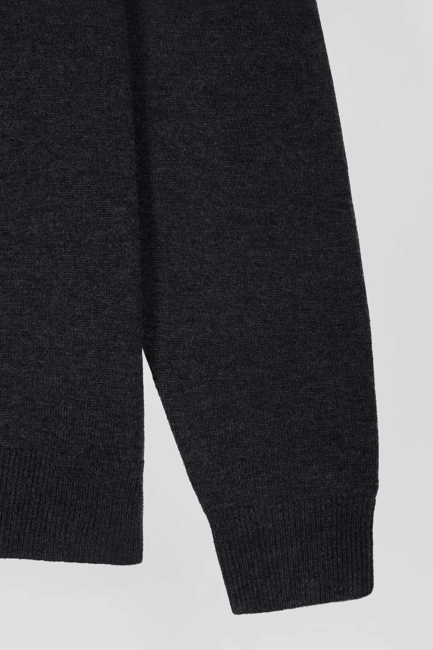 Pull col camionneur zippé en laine et coton gris anthracite coupe Regular