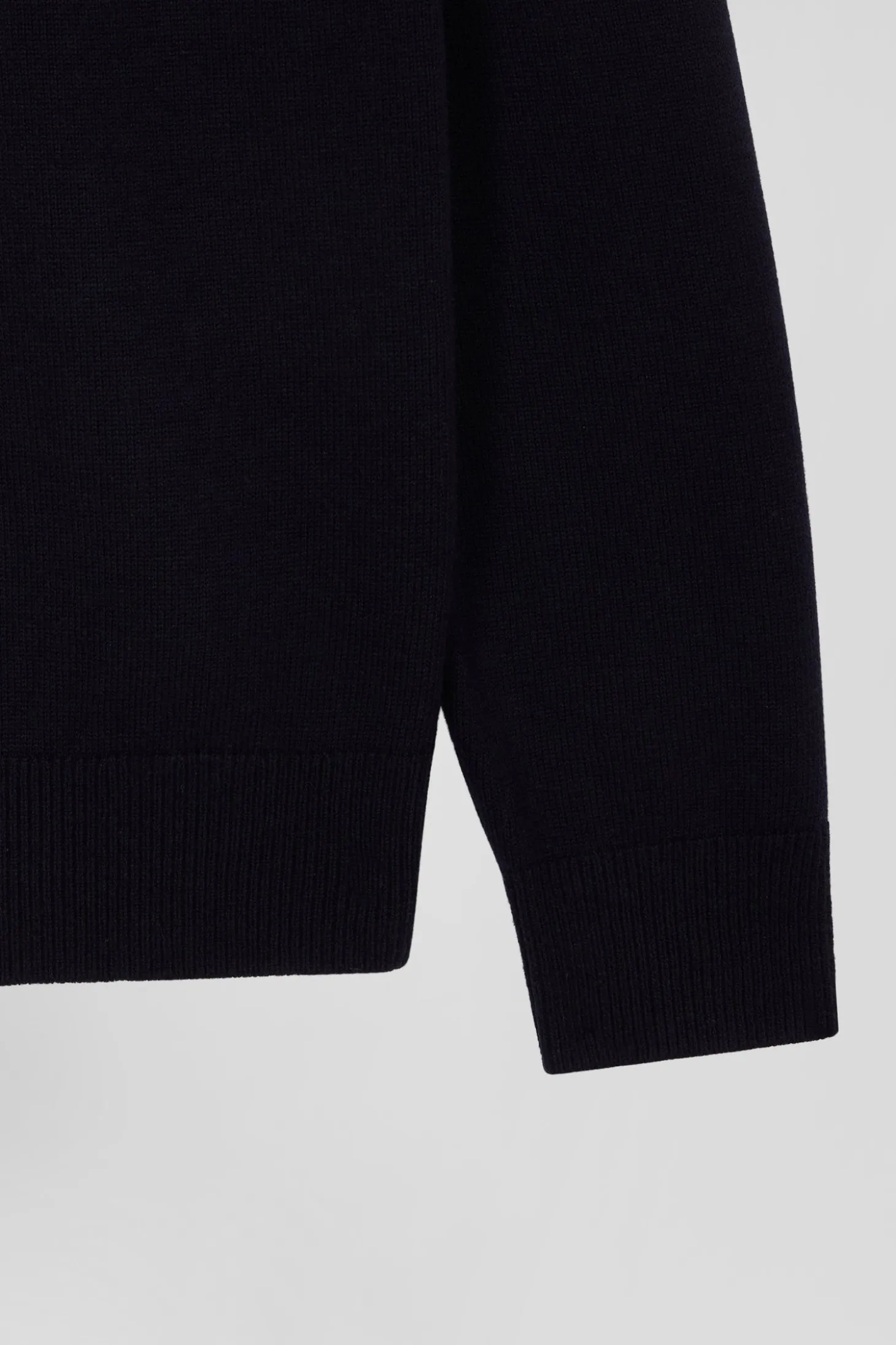 Pull col camionneur zippé en laine et coton bleu marine coupe Regular