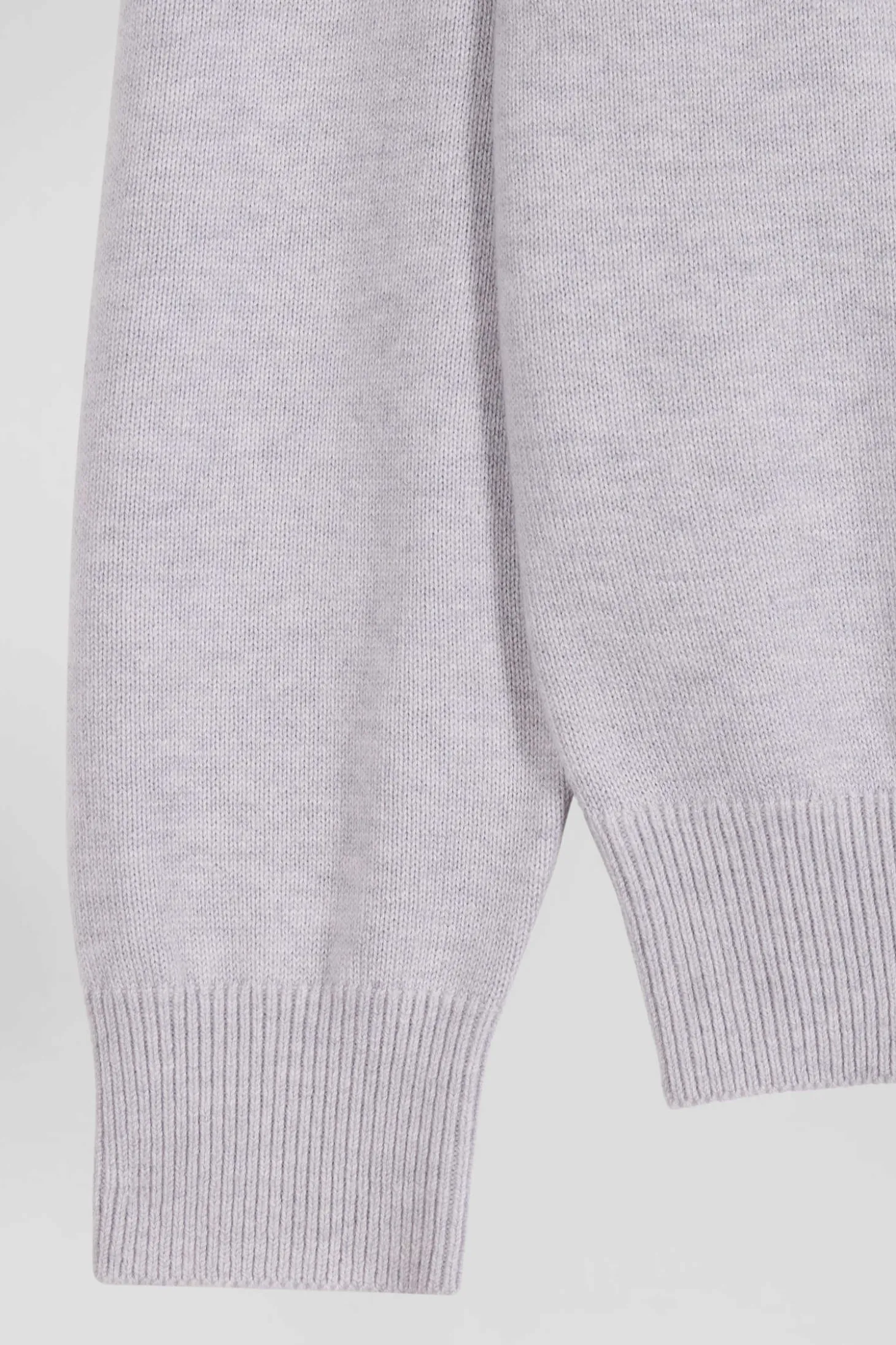 Pull col camionneur zippé en laine et coton gris coupe Regular