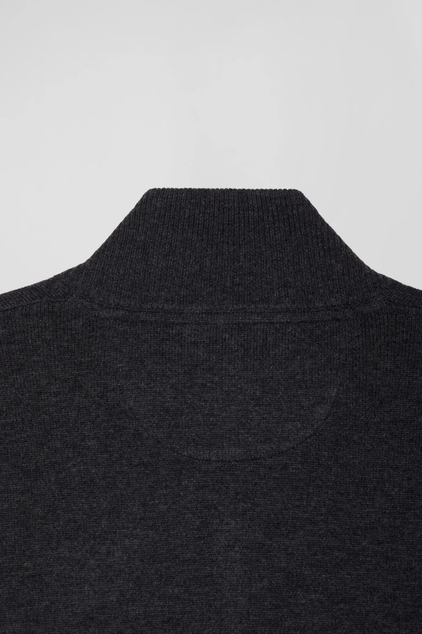 Pull col camionneur zippé en laine et coton gris anthracite coupe Regular