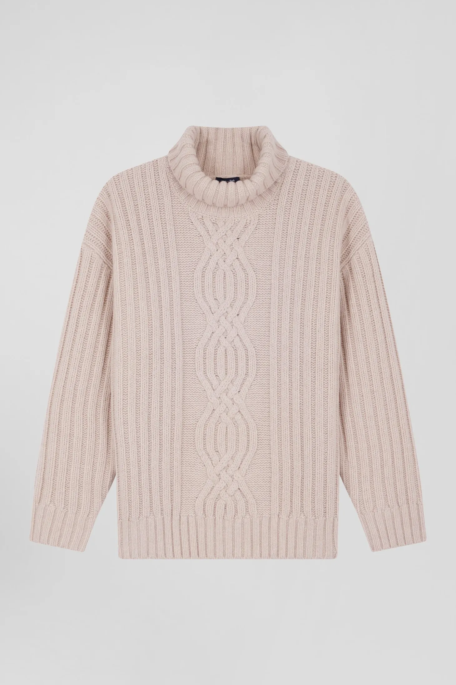 Pull col cheminée en laine mélangée effet nœud ivoire coupe Oversized