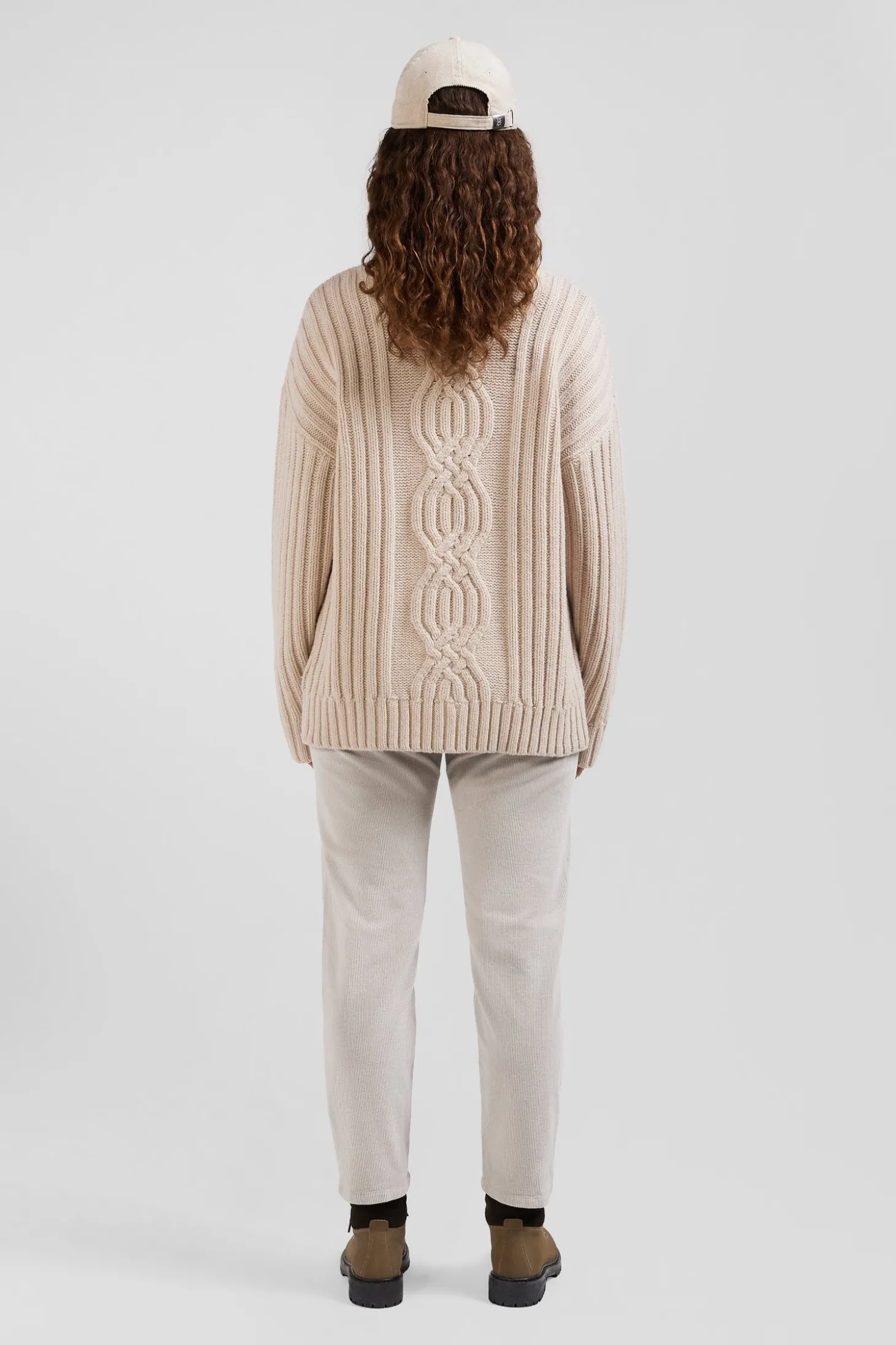 Pull col cheminée en laine mélangée effet nœud ivoire coupe Oversized