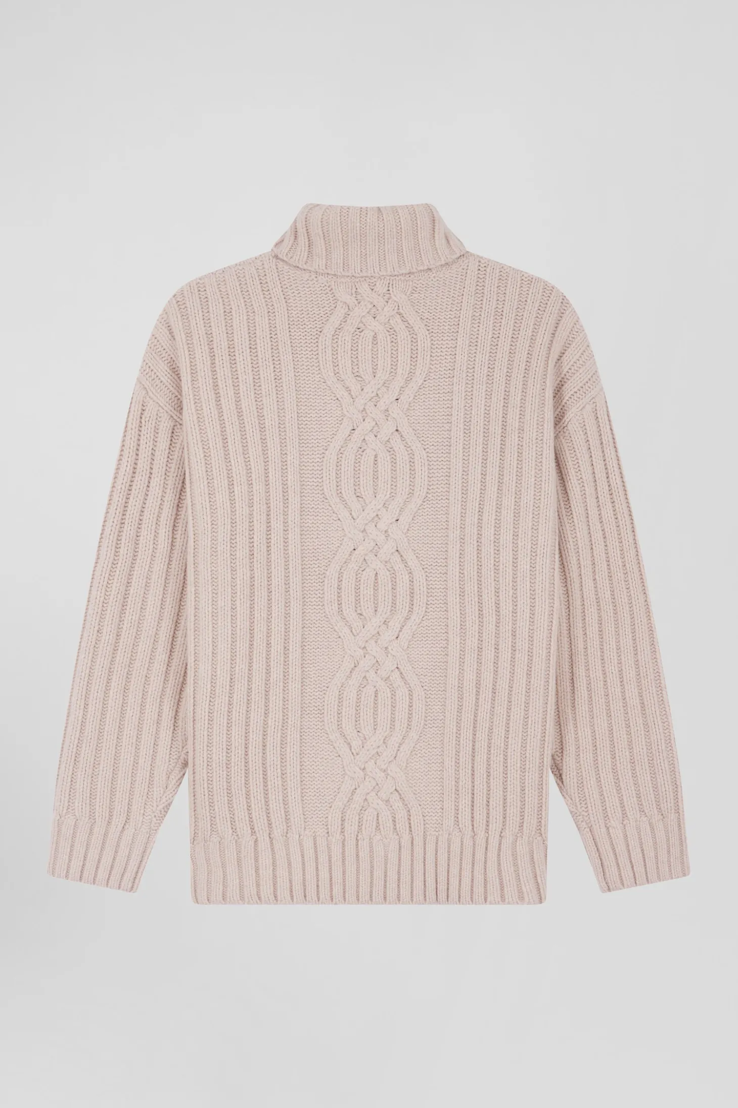Pull col cheminée en laine mélangée effet nœud ivoire coupe Oversized