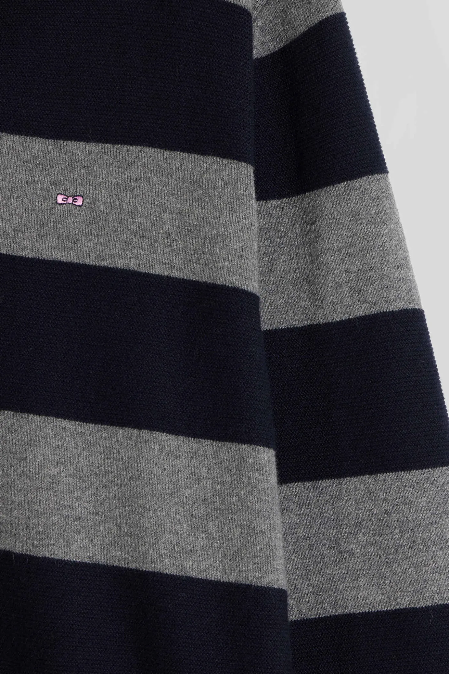 Pull col maillot cerclé en coton et cachemire bleu marine coupe Regular