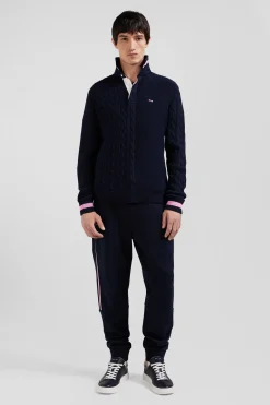 Pull col maillot en coton bleu marine coupe Regular