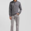 Pull col maillot en coton et cachemire gris coupe Regular