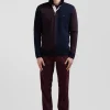 Pull col maillot en coton bordeaux coupe Regular jacquard pied-de-poule