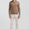 Pull col maillot en coton et cachemire marron coupe Regular