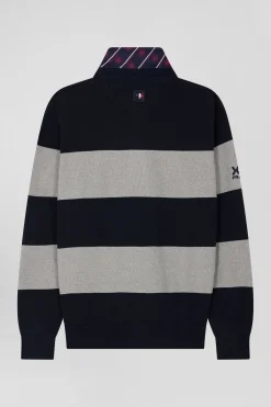Pull col maillot en coton gris coupe Regular