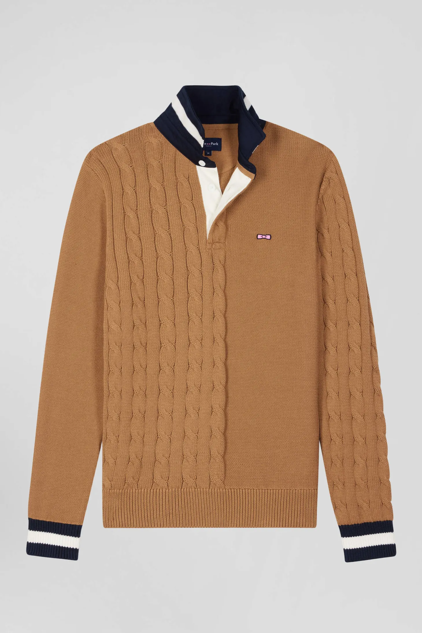 Pull col maillot en coton camel coupe Regular