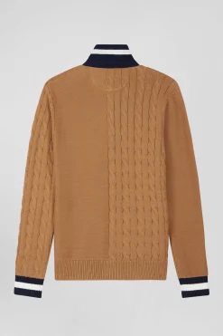 Pull col maillot en coton camel coupe Regular