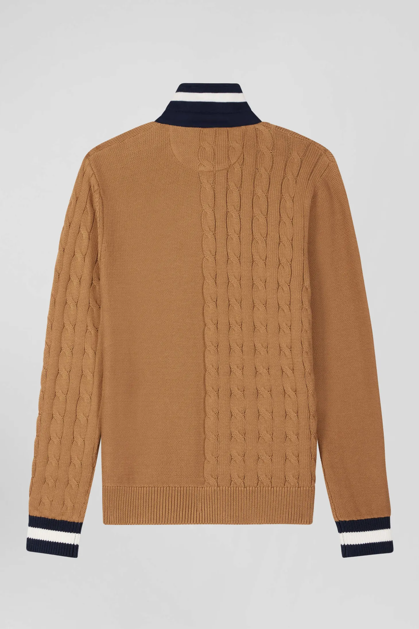Pull col maillot en coton camel coupe Regular