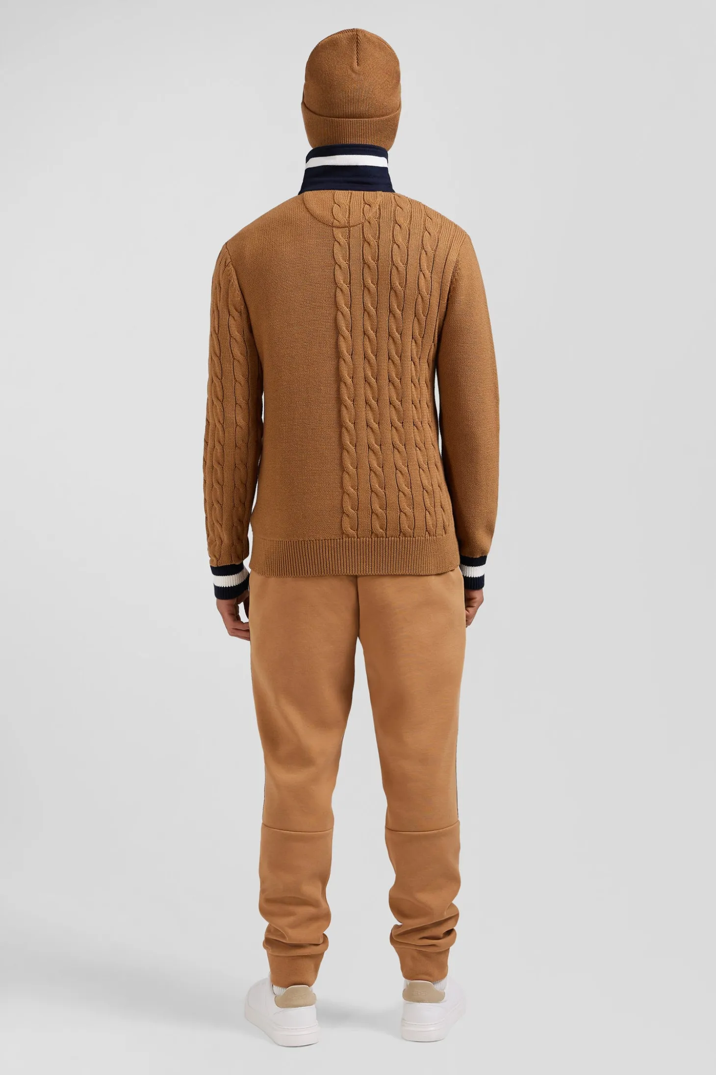 Pull col maillot en coton camel coupe Regular