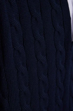 Pull col maillot en coton bleu marine coupe Regular
