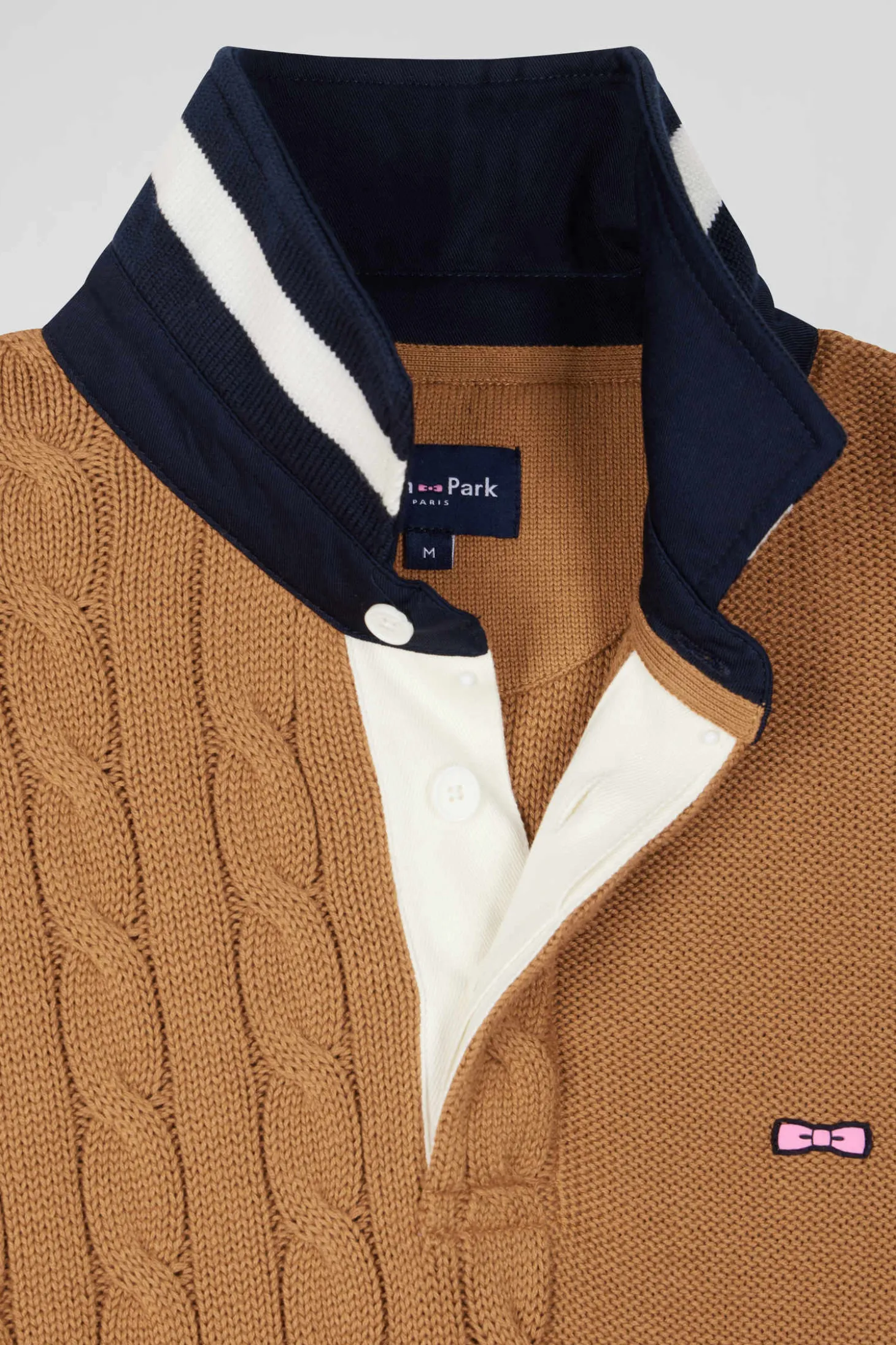 Pull col maillot en coton camel coupe Regular