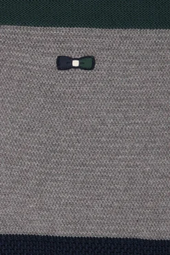 Pull col maillot en coton vert à jeux de maille coupe Regular