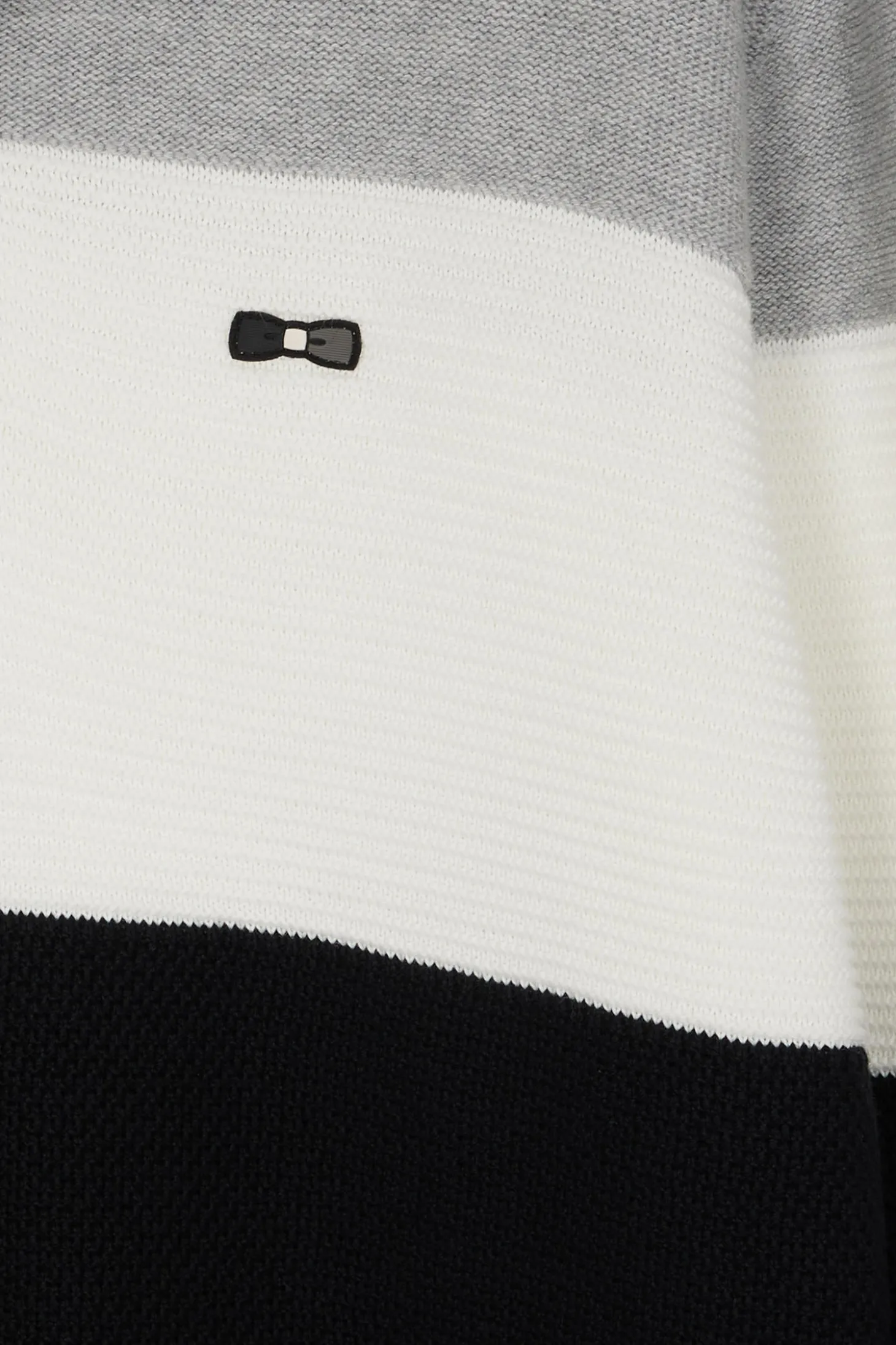 Pull col maillot en coton gris à jeux de maille coupe Regular