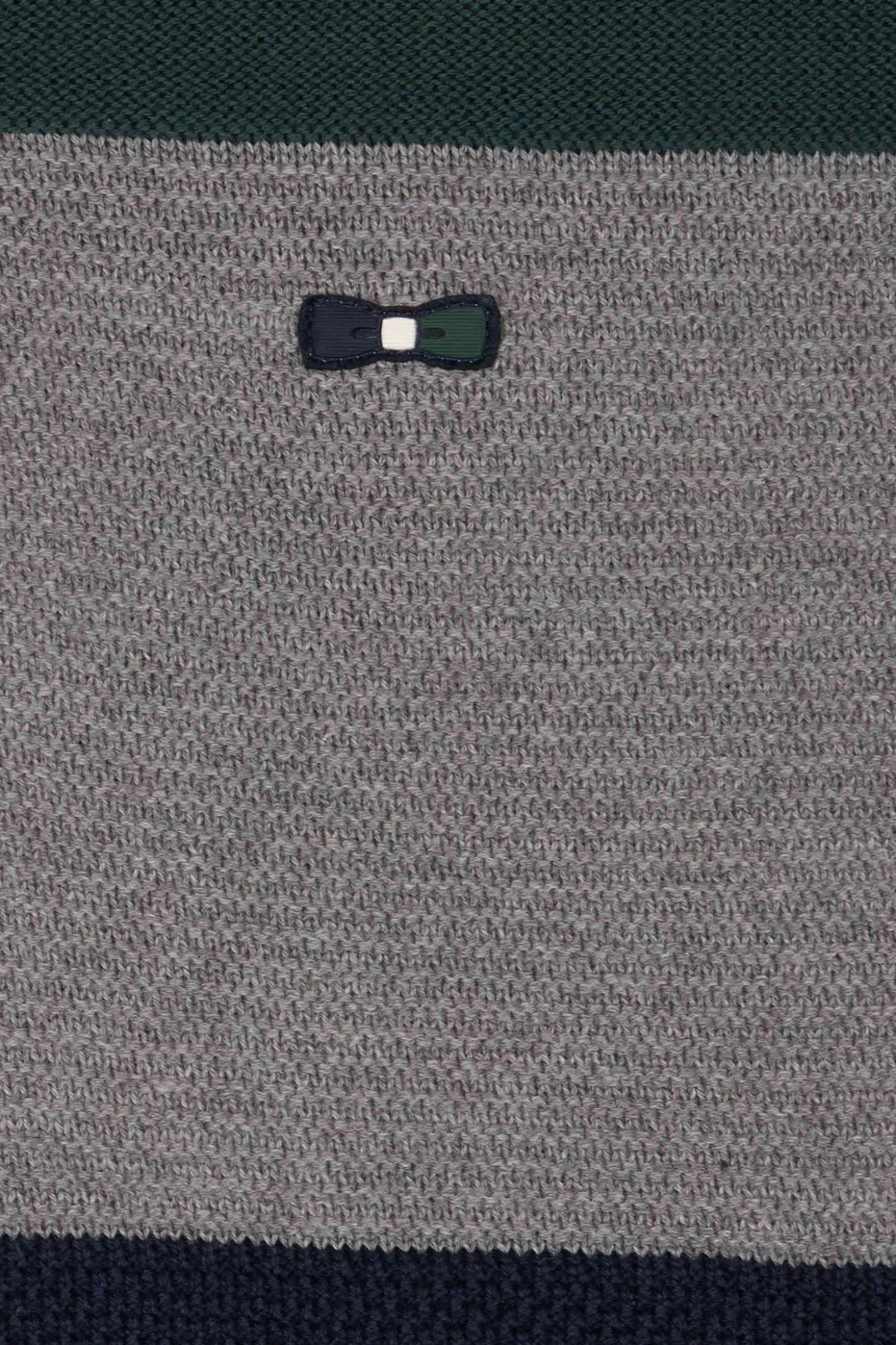 Pull col maillot en coton vert à jeux de maille coupe Regular